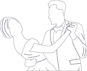 sketch portrait man and woman on white background isolated vector