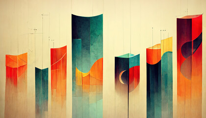 2d illustration futuristic business background graph concept. Generative Ai