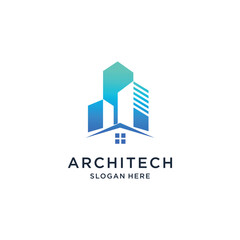 Building logo idea with abstract concept design Premium Vector