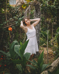 Beautiful and natural woman enjoying nature on a summer day.