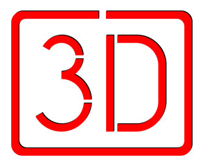 red 3d sign over white background