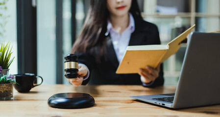 Concepts of Law and Legal services. Lawyer working with law	