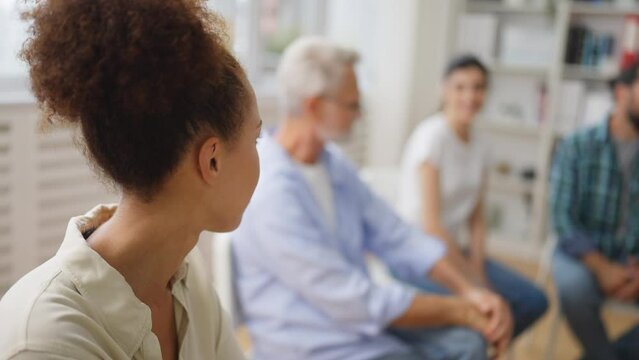 Diverse People Supporting Each Other During Group Meeting, Getting Help, Therapy