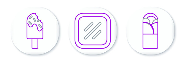 Obraz premium Set line Doner kebab, Ice cream and Steak meat icon. Vector