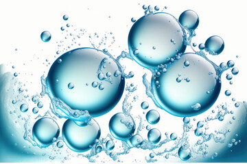 bubbles made of water and air on a white background. Generative AI