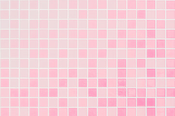 Colorful pink ceramic wall and floor grid tiles abstract background. Design geometric mosaic...