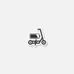 Electric scooter icon sticker isolated on gray background