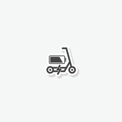 Electric scooter icon sticker isolated on gray background