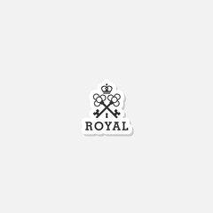 Elegant royal crossed keys logo sticker isolated on gray background