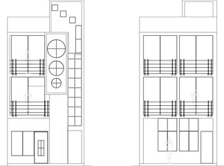 Modern minimalist shop house illustration vector sketch