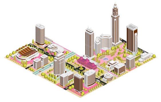 ブロックのように組み合わせれば大きな都市になる街並みイラスト「ブロックタウンB」
バリエーションあり