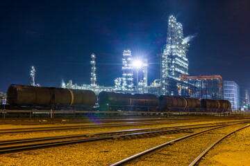 Night view on freight trains