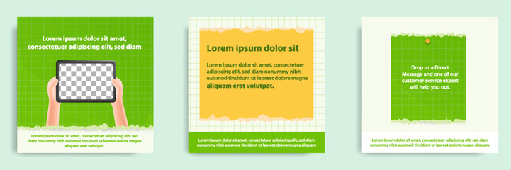 Social media carousel post banner layout for tips, did you know, podcast, motivation, self-development, product, service knowledge template. Torn paper design element and texture