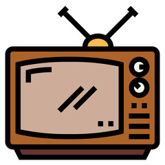 old tv filled outline icon style