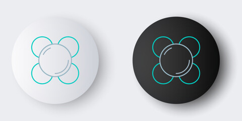 Obraz premium Line Molecule icon isolated on grey background. Structure of molecules in chemistry, science teachers innovative educational poster. Colorful outline concept. Vector