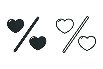 Love percentage icon. Illustration vector