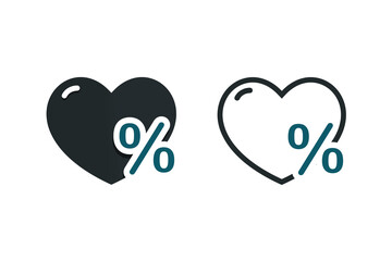 Love heart percentage icon. Illustration vector