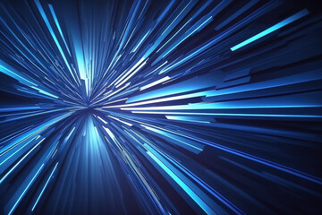 futuristic stream in blue. digital data movement abstract background with creativity. dynamic pattern with light and power rays. texture transfer idea. continuous loop. Generative AI