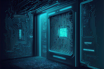 Cyberpunk wire. Integrated Circuit. Cyberpunk city. Technology. The Wired World. Generative ai