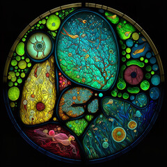 bacteria stained glass Generative AI