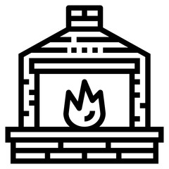 fireplace line icon style