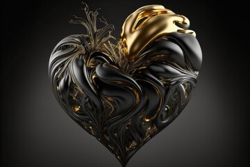 Obraz premium black and gold heart shape generative ai illustration 