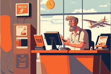 customer buying flight tickets for travel time generative ai illustration 