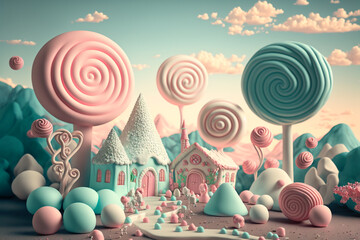the world of sweets, created by a neural network, Generative AI technology