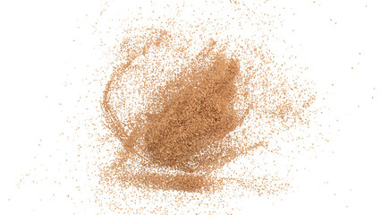 3D rendering of mass of sand granules or fine dirt on transparent background