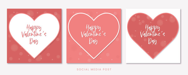 Valentines day social media post set design, valentine card with hearts