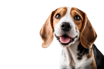 Most beautifu Beagle dog smiling on isolated on transparent background. Portrait of a cute Beagle dog. Post-processed generative AI