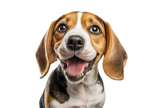 Most beautifu Beagle dog smiling on isolated on transparent background. Portrait of a cute Beagle dog. Post-processed generative AI