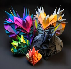 Heart, Love, and Diamond-Inspired Origami - Geometric Design and Colorful Art for Valentine's Day and Beyond