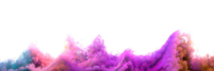 Colorful smoke waves on transparent background