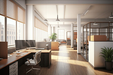 Fototapeta na wymiar Office space interior, 3d render