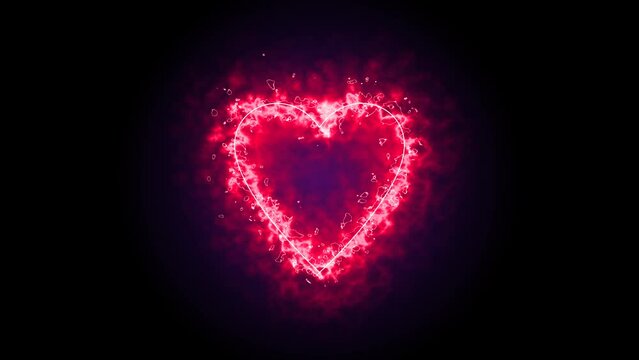 drawing heart neon lights shadow pulse energy romantic valentines day celebration customer social media logo marketing love 