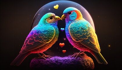 Two loving birds. Generative AI.