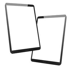 Two tablet computers cut out