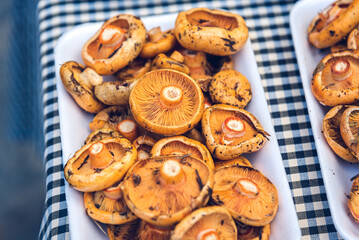 Red pine mushrooms at the local market.