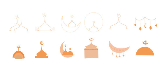 Set of Islamic shape ramadan element collection vector illustration