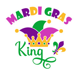 Mardi Gras King. Mardi Gras design with crown and jester hat