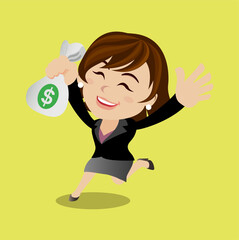 People celebrate success, running under money