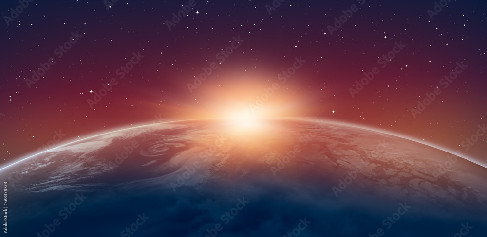 Aufkleber planet earth with a spectacular sunset 