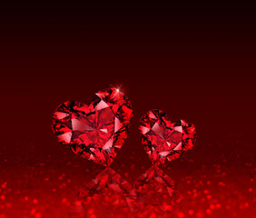 Heart shaped diamond on abstract light background, concept for valentines day. 3d render