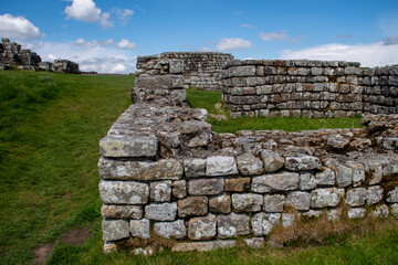 Ruins of Housesteads Roman Fort in Northumberland, UK