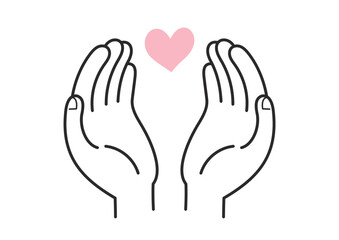 ハートマークを包み込むような両手