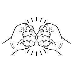 two hands fight gesture symbol. arm fight punch