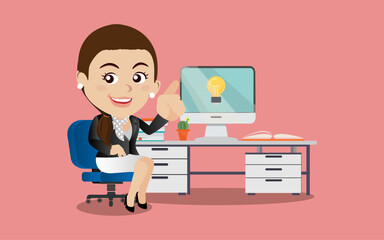  Business woman gets idea illustration