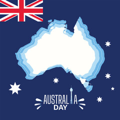 Obraz na płótnie Canvas Happy australian day vector flat design illustration in blue shades
