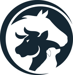 horse cow and dog logo design